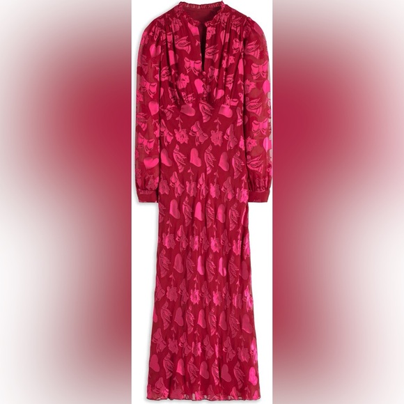 Boden Cassie Devore Midi Tea Dress
Pink Red Heart Dove Valentine Long Sleeve 2 - Picture 5 of 13